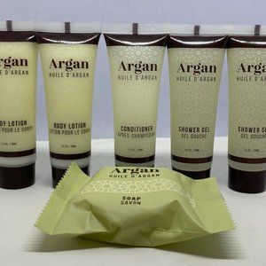 NEW!ARGAN Huile D'Argan~TOILETRIES~2-Body Lotion, 2-Shower Gel, Condition & Soap
